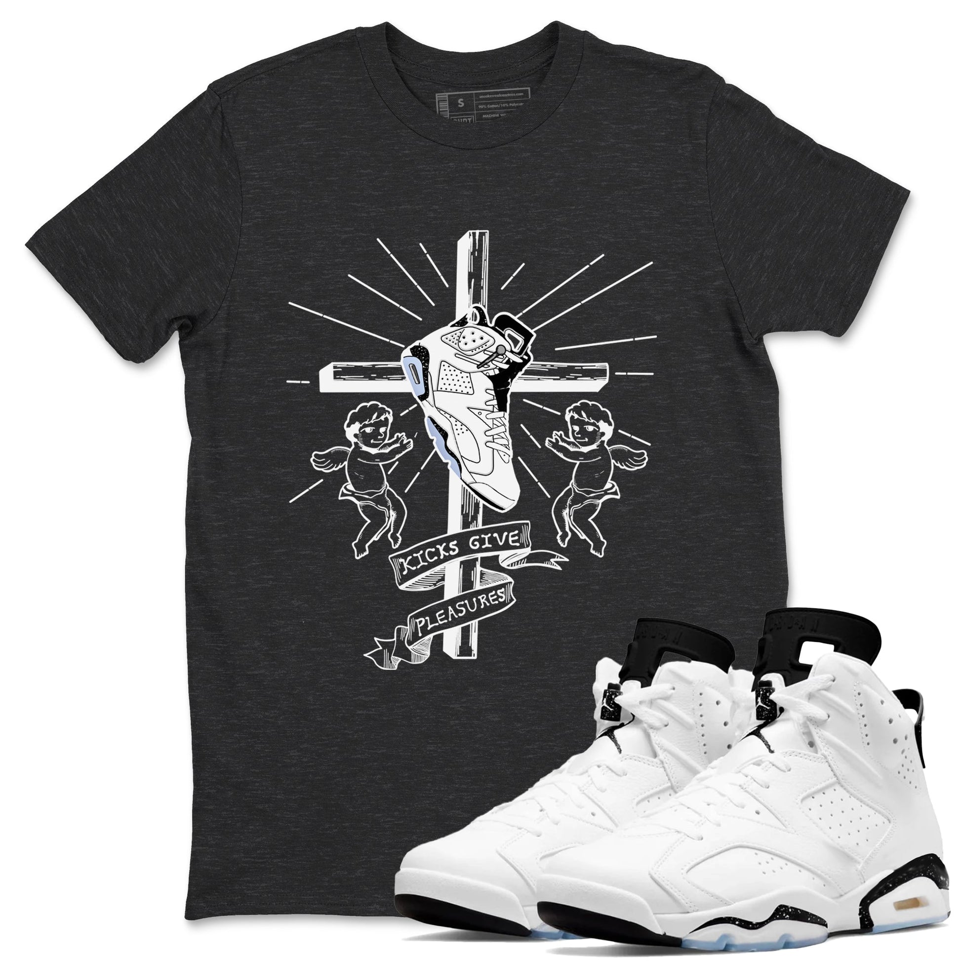 6s White Black shirt to match jordans Kicks Give Pleasures sneaker tees Air Jordan 6 White Black SNRT Sneaker Release Tees unisex cotton Charcoal Heather 1 crew neck shirt