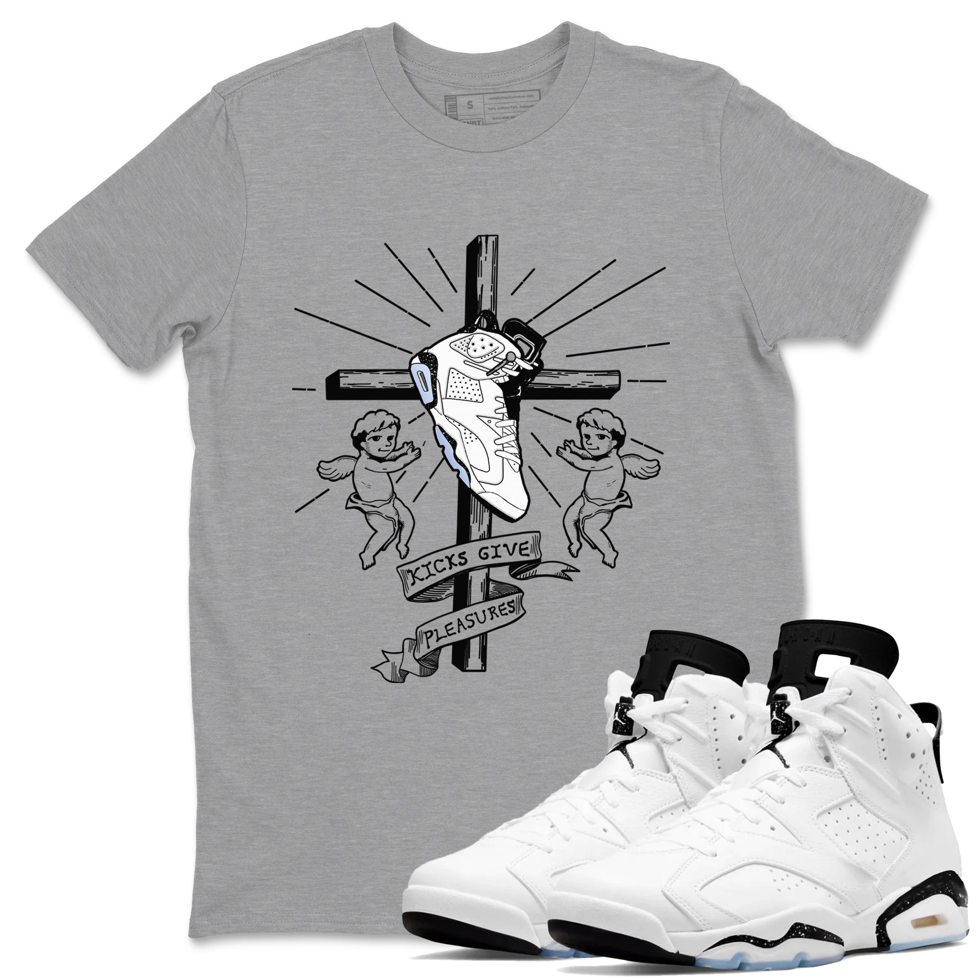 6s White Black shirt to match jordans Kicks Give Pleasures sneaker tees Air Jordan 6 White Black SNRT Sneaker Release Tees unisex cotton Heather Grey 1 crew neck shirt