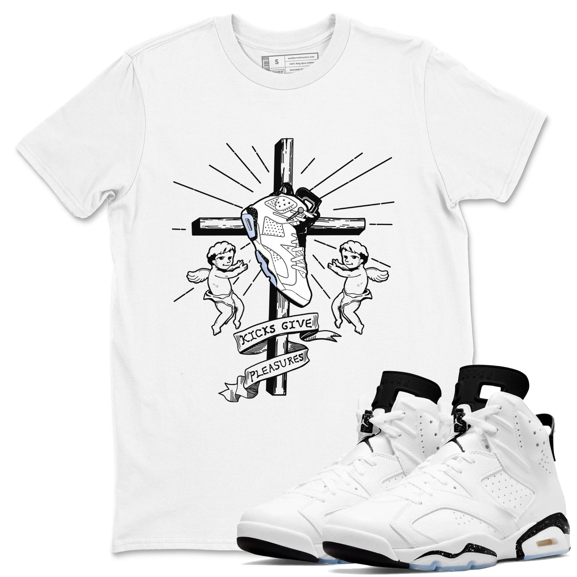 6s White Black shirt to match jordans Kicks Give Pleasures sneaker tees Air Jordan 6 White Black SNRT Sneaker Release Tees unisex cotton White 1 crew neck shirt