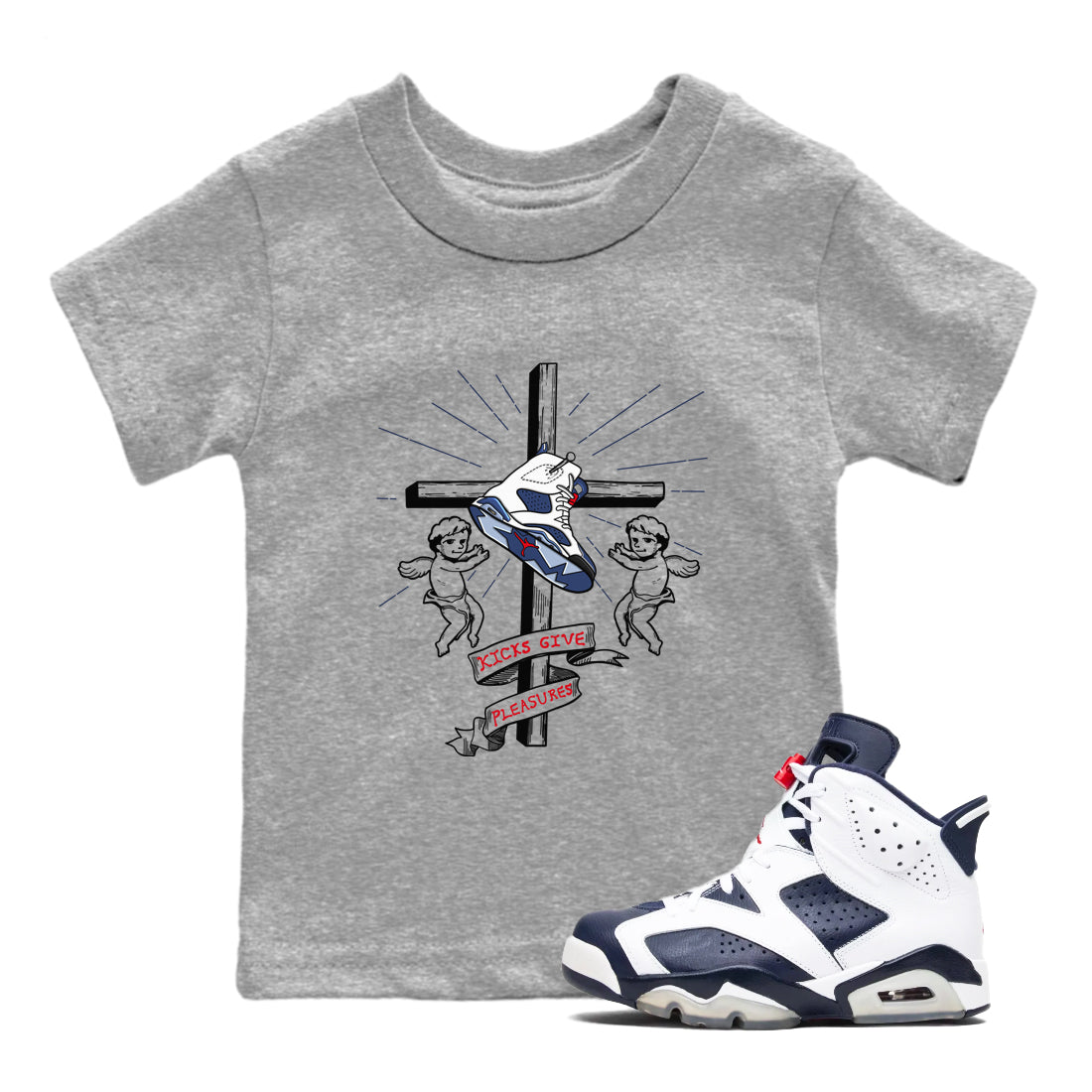6s White And Midnight Navy shirts to match jordans Kicks Give Pleasures sneaker match tees Air Jordan 6 White And Midnight Navy SNRT Sneaker Tees streetwear brand Baby and Youth Heather Grey 1 cotton tee
