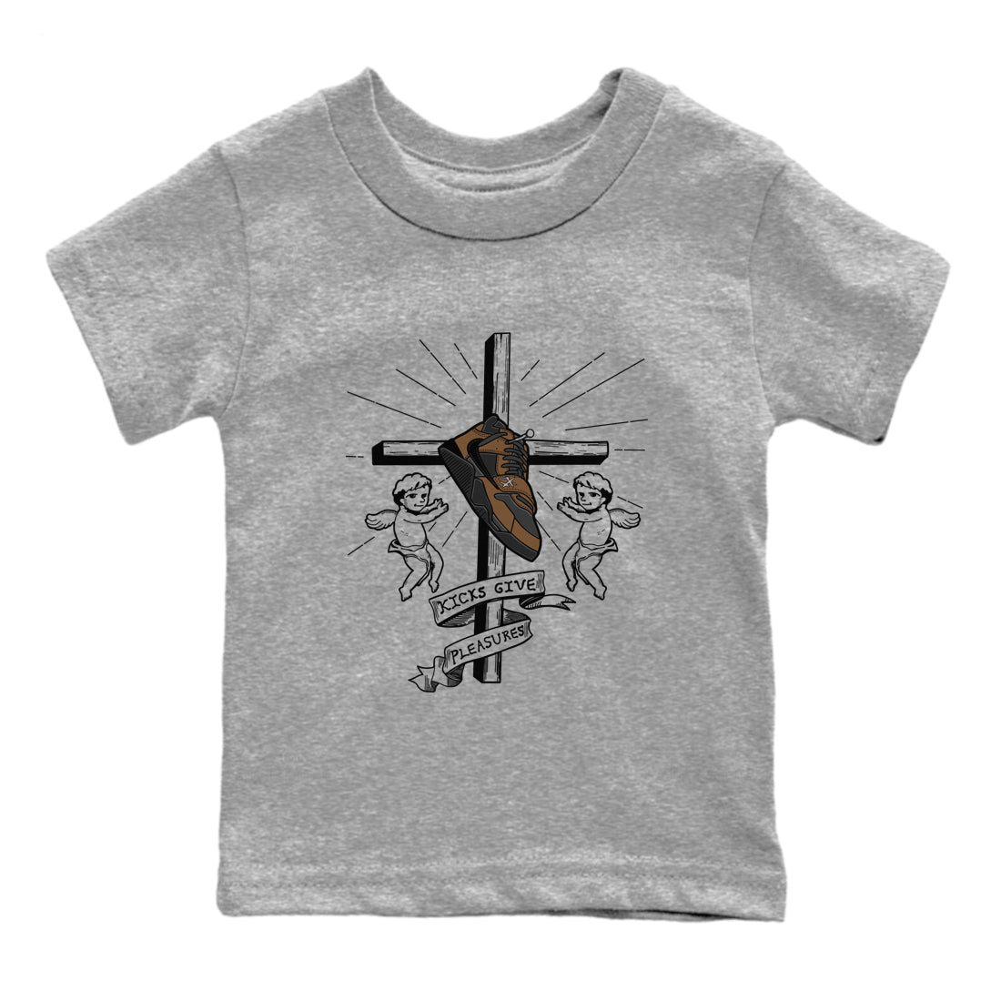 Jordan Jumpman Jack TR Travis Scott Dark Mocha shirts to match jordans Kicks Give Pleasures sneaker match tees Jordan Jumpman Jack Travis Scott Dark Mocha match shoes to clothes SNRT Sneaker Tees Youth Baby Heather Grey 2 tee
