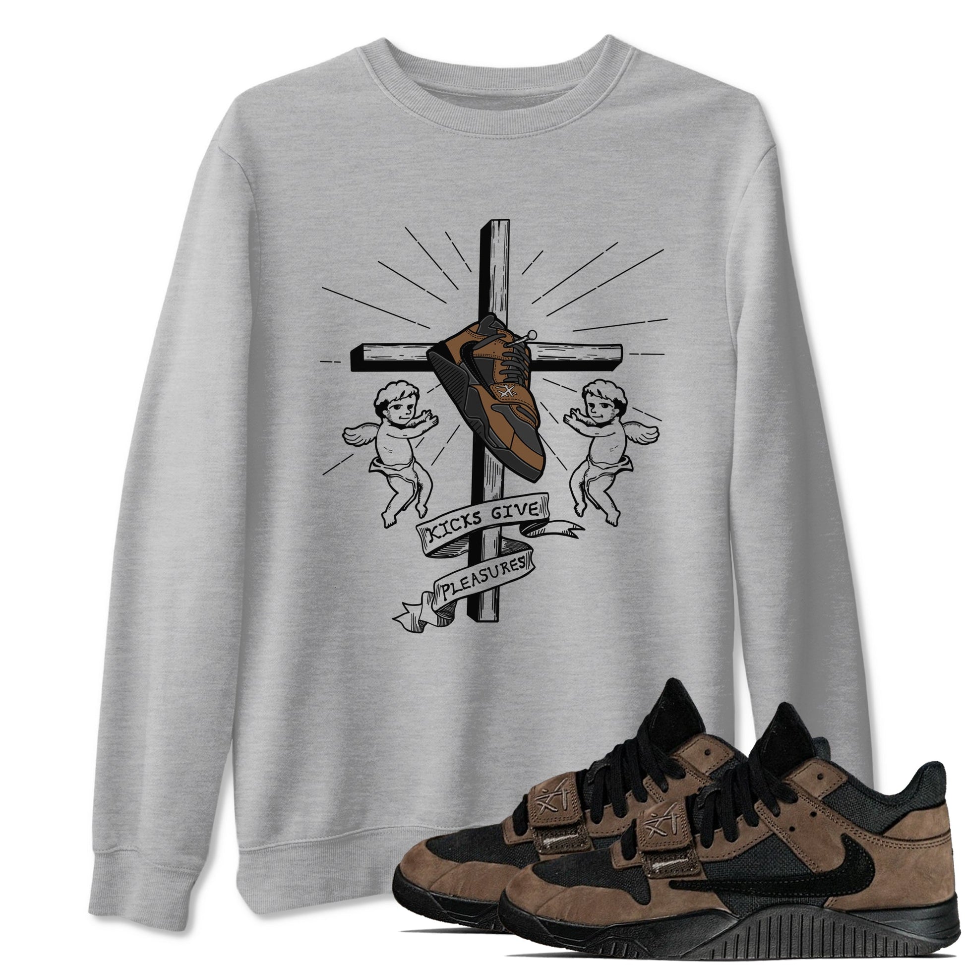Jordan Jumpman Jack TR Travis Scott Dark Mocha shirts to match jordans Kicks Give Pleasures sneaker match tees Jordan Jumpman Jack Travis Scott Dark Mocha match shoes to clothes SNRT Sneaker Tees unisex cotton Heather Grey 1 shirts