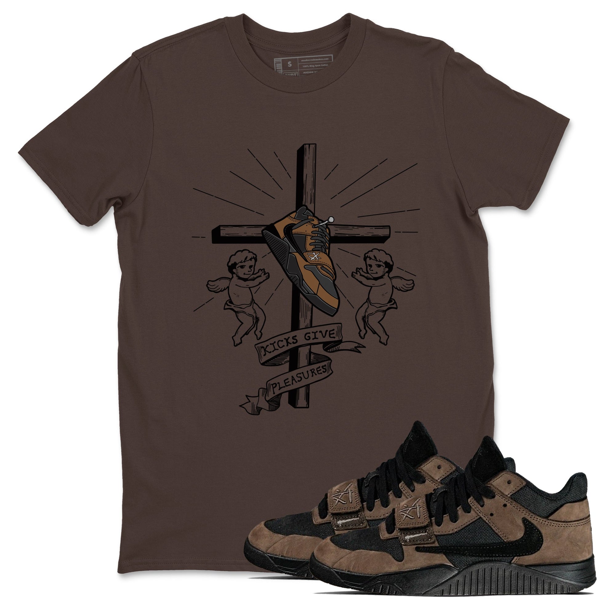 Jordan Jumpman Jack TR Travis Scott Dark Mocha shirts to match jordans Kicks Give Pleasures sneaker match tees Jordan Jumpman Jack Travis Scott Dark Mocha match shoes to clothes SNRT Sneaker Tees unisex cotton Dark Chocolate 1 shirts