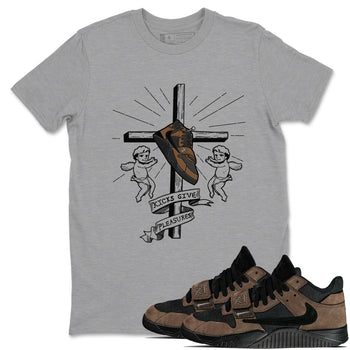 Jordan Jumpman Jack TR Travis Scott Dark Mocha shirts to match jordans Kicks Give Pleasures sneaker match tees Jordan Jumpman Jack Travis Scott Dark Mocha match shoes to clothes SNRT Sneaker Tees unisex cotton Heather Grey 1 shirts