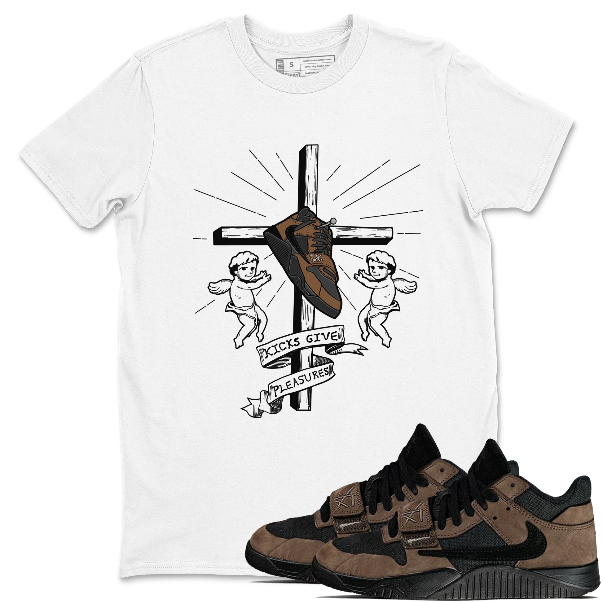 Jordan Jumpman Jack TR Travis Scott Dark Mocha shirts to match jordans Kicks Give Pleasures sneaker match tees Jordan Jumpman Jack Travis Scott Dark Mocha match shoes to clothes SNRT Sneaker Tees unisex cotton White 1 shirts