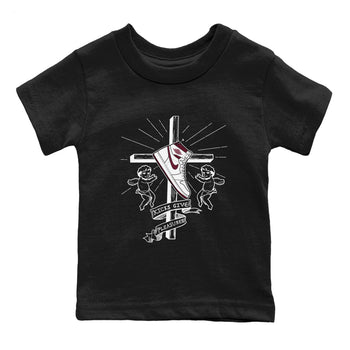 AJ1 High '85 Metallic Burgundy shirts to match jordans Kicks Give You Pleasures sneaker match tees 1s High '85 Metallic Burgundy SNRT Sneaker Tees streetwear brand Baby and Youth Black 2 cotton tee