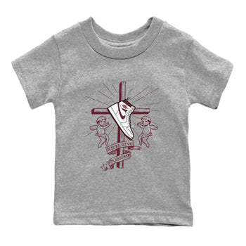 AJ1 High '85 Metallic Burgundy shirts to match jordans Kicks Give You Pleasures sneaker match tees 1s High '85 Metallic Burgundy SNRT Sneaker Tees streetwear brand Baby and Youth Heather Grey 2 cotton tee