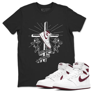 AJ1 High '85 Metallic Burgundy shirts to match jordans Kicks Give You Pleasures sneaker match tees 1s High '85 Metallic Burgundy SNRT Sneaker Tees streetwear brand Black 1 unisex cotton tee