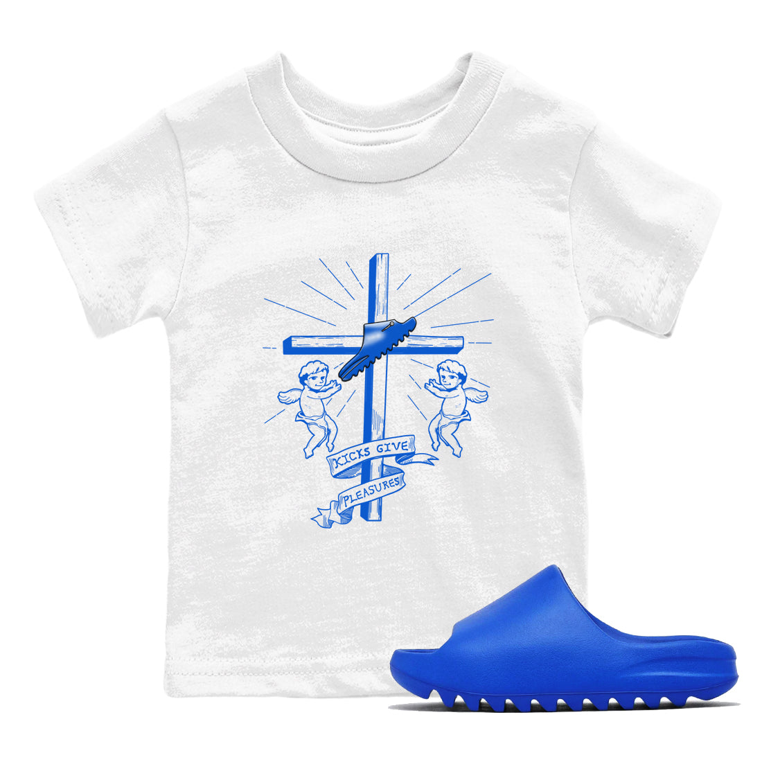 Yeezy Slide Azure shirts to match jordans Kicks Give You Pleasures sneaker match tees Yeezy Slide Azure SNRT Sneaker Tees streetwear brand Baby and Youth White 1 cotton tee