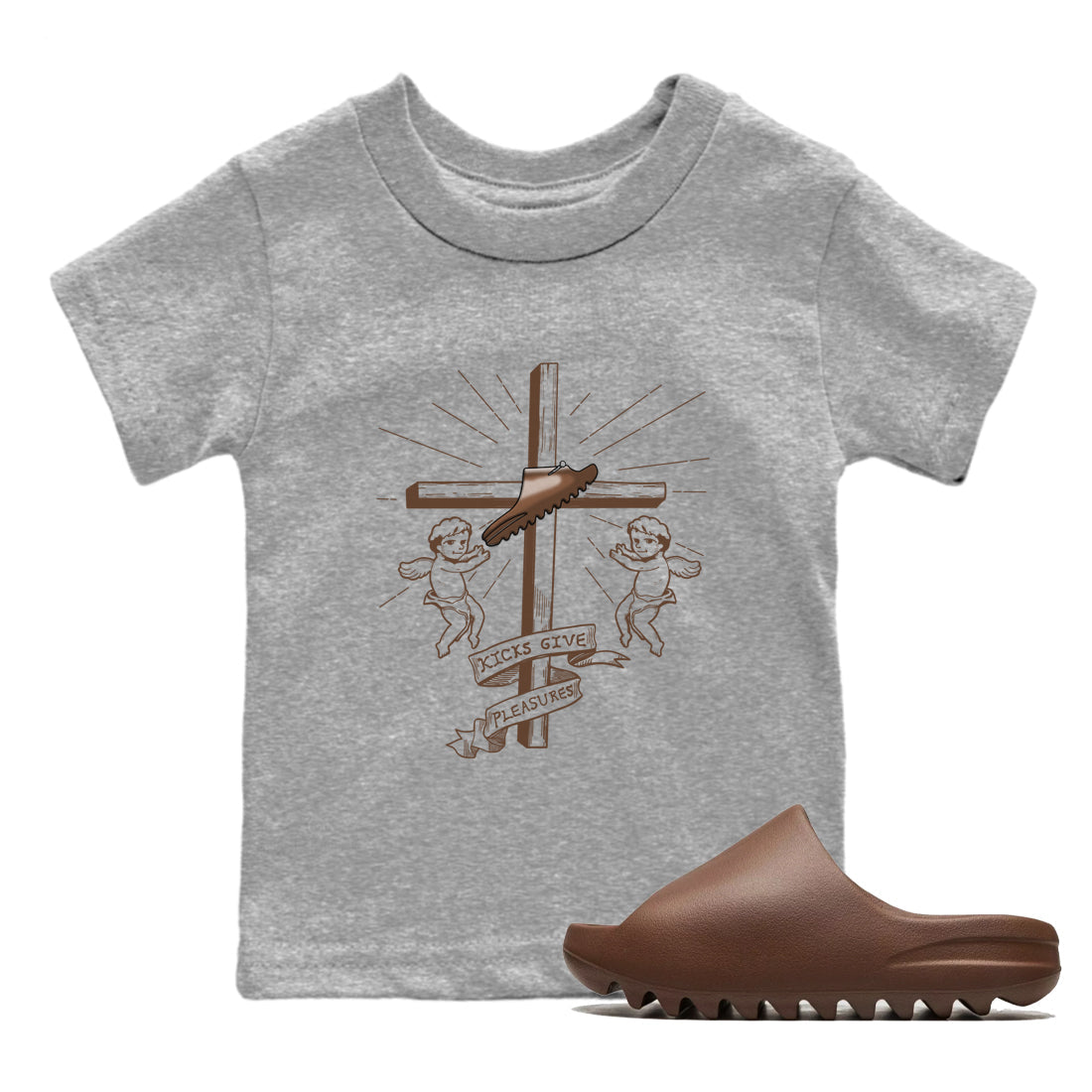 Yeezy Slide Flax shirts to match jordans Kicks Give You Pleasures sneaker match tees Yeezy Slide Flax SNRT Sneaker Tees streetwear brand Baby and Youth Heather Grey 1 cotton tee