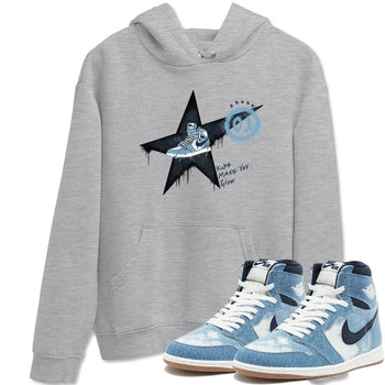 1s Denim shirts to match jordans Kicks Make You Glow sneaker match tees Air Jordan 1 Denim SNRT Sneaker Tees streetwear brand Heather Grey 1 unisex cotton tee
