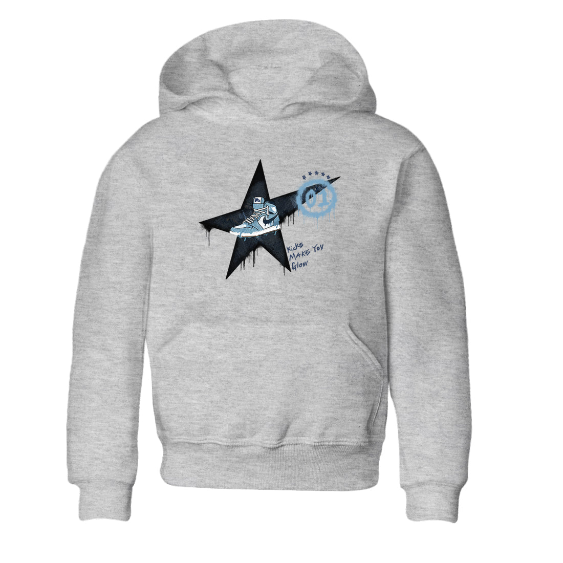 1s Denim shirts to match jordans Kicks Make You Glow sneaker match tees Air Jordan 1 Denim SNRT Sneaker Tees streetwear brand Baby and Youth Heather Grey 2 cotton tee