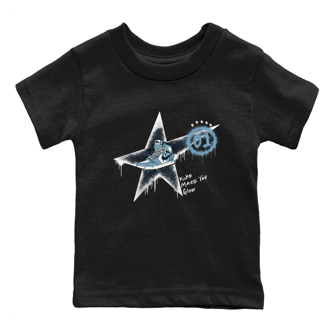 1s Denim shirts to match jordans Kicks Make You Glow sneaker match tees Air Jordan 1 Denim SNRT Sneaker Tees streetwear brand Baby and Youth Black 2 cotton tee