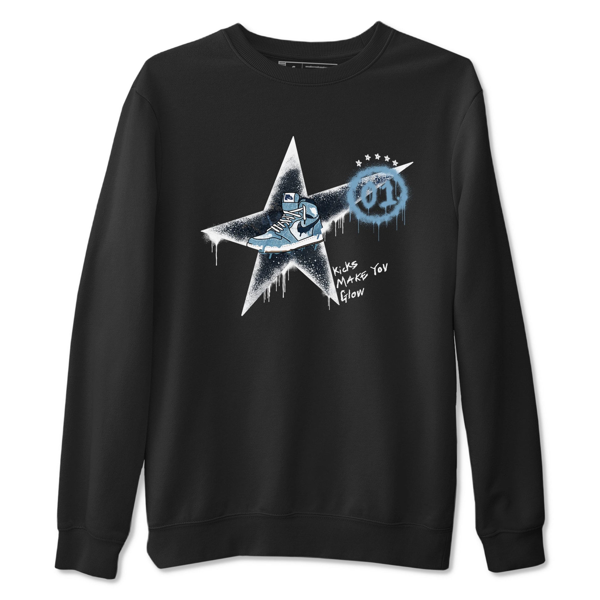 1s Denim shirts to match jordans Kicks Make You Glow sneaker match tees Air Jordan 1 Denim SNRT Sneaker Tees streetwear brand Black 2 unisex cotton tee