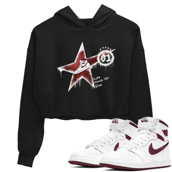 AJ1 High '85 Metallic Burgundy shirts to match jordans Kicks Make You Glow sneaker match tees 1s High '85 Metallic Burgundy SNRT Sneaker Tees streetwear brand Black 1 crop tee
