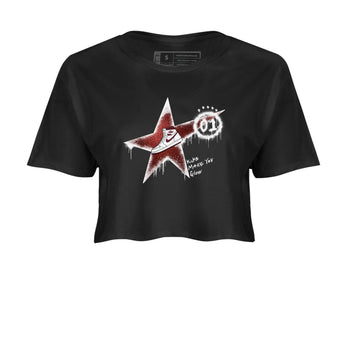 AJ1 High '85 Metallic Burgundy shirts to match jordans Kicks Make You Glow sneaker match tees 1s High '85 Metallic Burgundy SNRT Sneaker Tees streetwear brand Black 2 crop tee