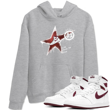 AJ1 High '85 Metallic Burgundy shirts to match jordans Kicks Make You Glow sneaker match tees 1s High '85 Metallic Burgundy SNRT Sneaker Tees streetwear brand Heather Grey 1 unisex cotton tee