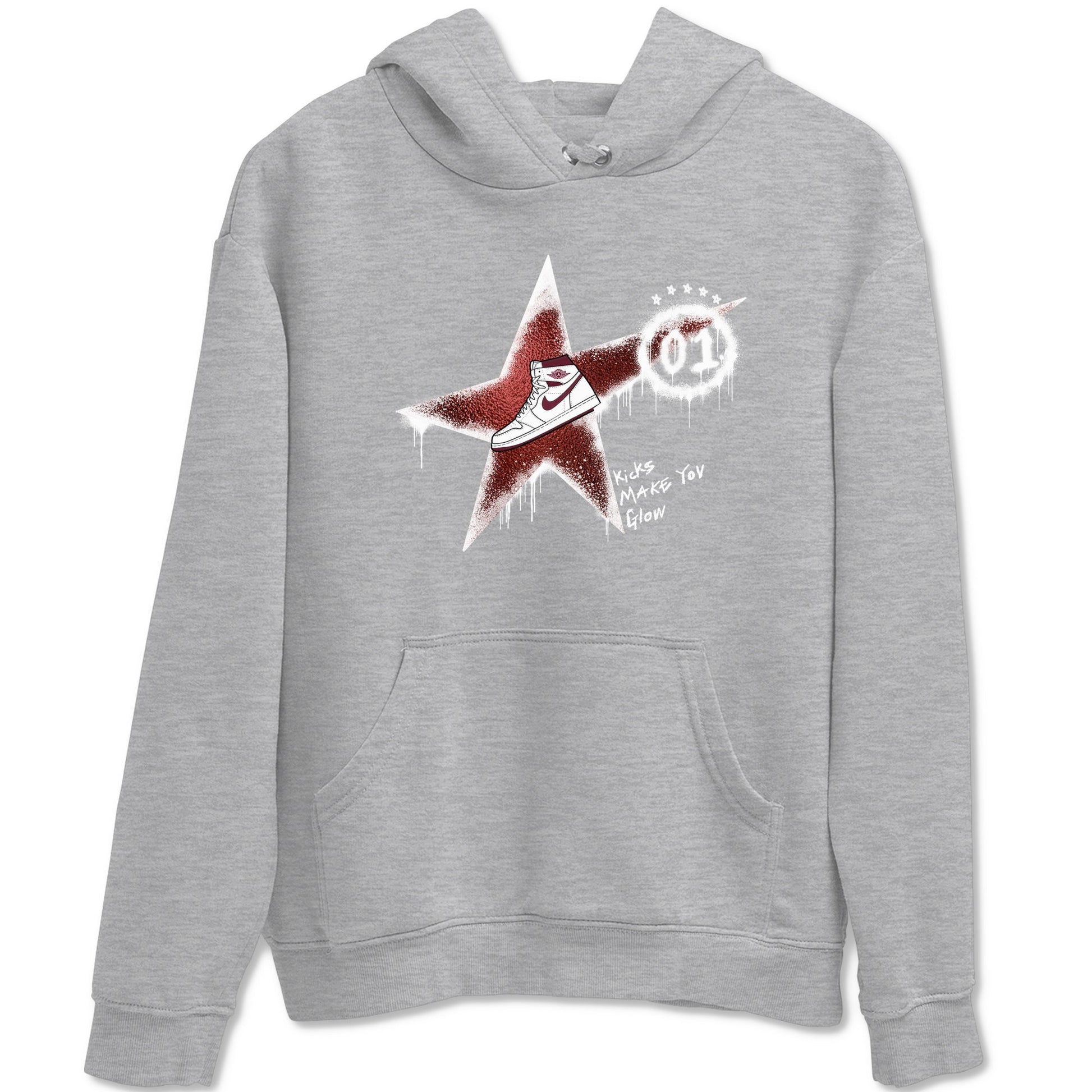 AJ1 High '85 Metallic Burgundy shirts to match jordans Kicks Make You Glow sneaker match tees 1s High '85 Metallic Burgundy SNRT Sneaker Tees streetwear brand Heather Grey 2 unisex cotton tee