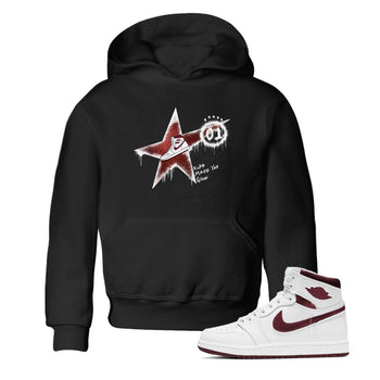 AJ1 High '85 Metallic Burgundy shirts to match jordans Kicks Make You Glow sneaker match tees 1s High '85 Metallic Burgundy SNRT Sneaker Tees streetwear brand Baby and Youth Black 1 cotton tee