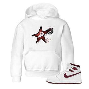 AJ1 High '85 Metallic Burgundy shirts to match jordans Kicks Make You Glow sneaker match tees 1s High '85 Metallic Burgundy SNRT Sneaker Tees streetwear brand Baby and Youth White 1 cotton tee