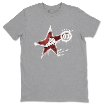 AJ1 High '85 Metallic Burgundy shirts to match jordans Kicks Make You Glow sneaker match tees 1s High '85 Metallic Burgundy SNRT Sneaker Tees streetwear brand Heather Grey 2 unisex cotton tee