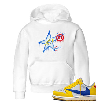 AJ1 Travis Scott Canary shirt to match jordans Kicks Make You Glow sneaker tees Air Jordan 1 Travis Scott Canary SNRT sneaker release tees baby toddler White 1 cotton Shirt