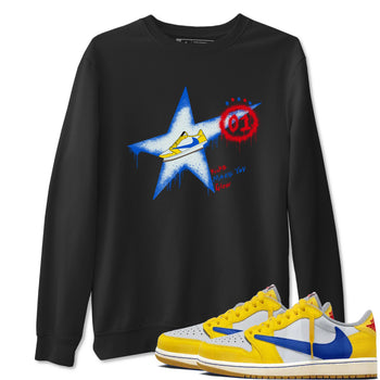 AJ1 Travis Scott Canary shirt to match jordans Kicks Make You Glow sneaker tees Air Jordan 1 Travis Scott Canary SNRT Sneaker Release Tees unisex cotton Black 1 crew neck shirt
