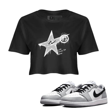 1s Wolf Grey shirts to match jordans Kicks Make You Glow sneaker match tees Air Jordan 1 Wolf Grey SNRT Sneaker Tees streetwear brand Black 1 crop tee