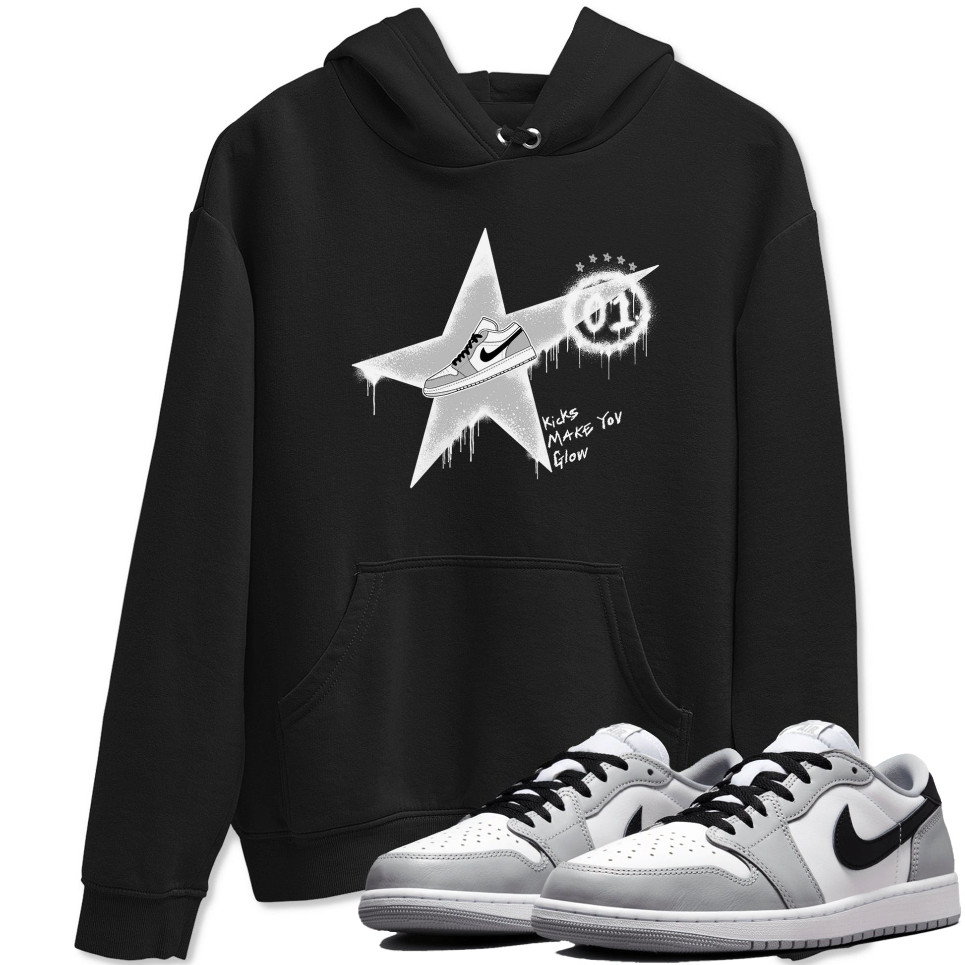 1s Wolf Grey shirts to match jordans Kicks Make You Glow sneaker match tees Air Jordan 1 Wolf Grey SNRT Sneaker Tees streetwear brand Black 1 unisex cotton tee