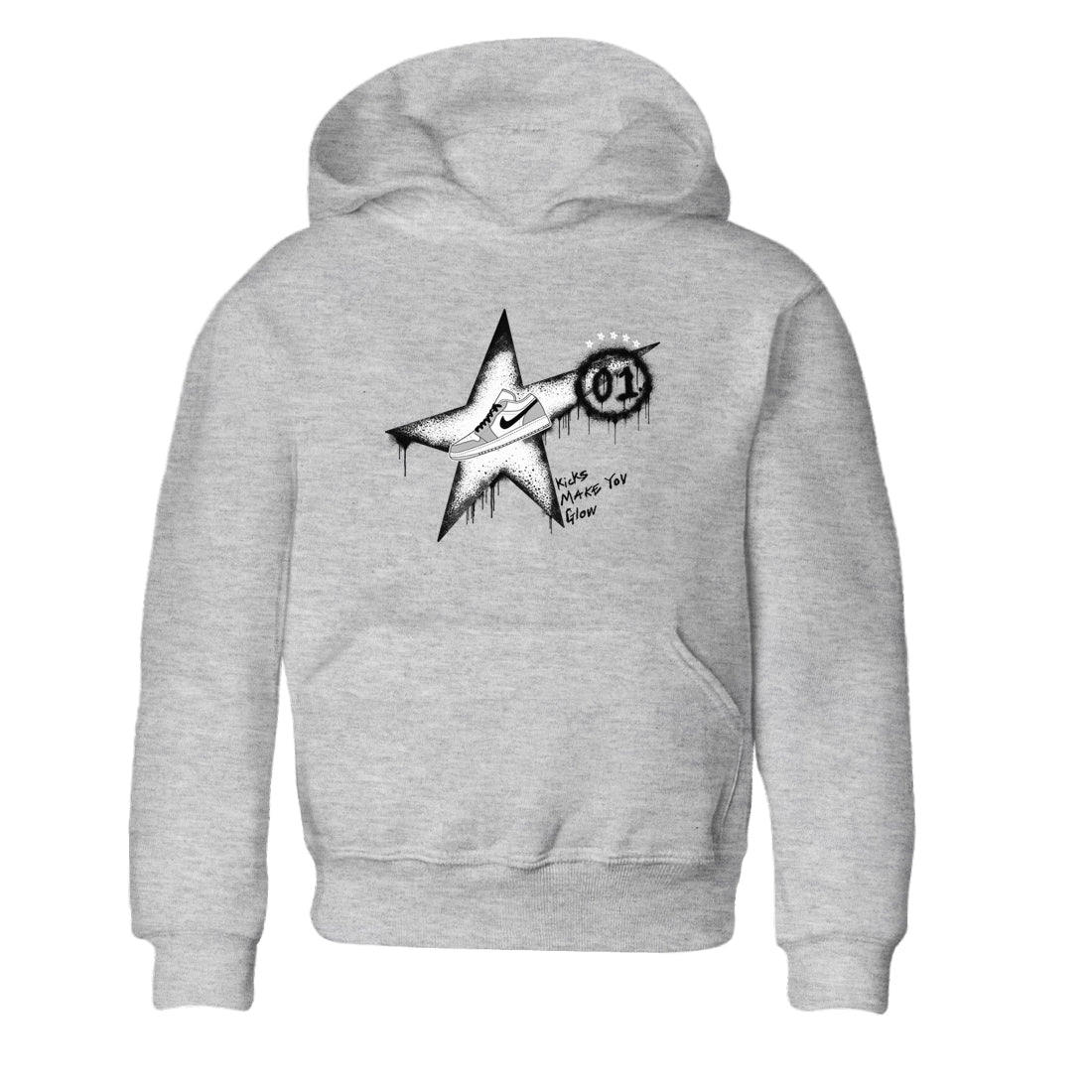 1s Wolf Grey shirts to match jordans Kicks Make You Glow sneaker match tees Air Jordan 1 Wolf Grey SNRT Sneaker Tees streetwear brand Baby and Youth Heather Grey 2 cotton tee