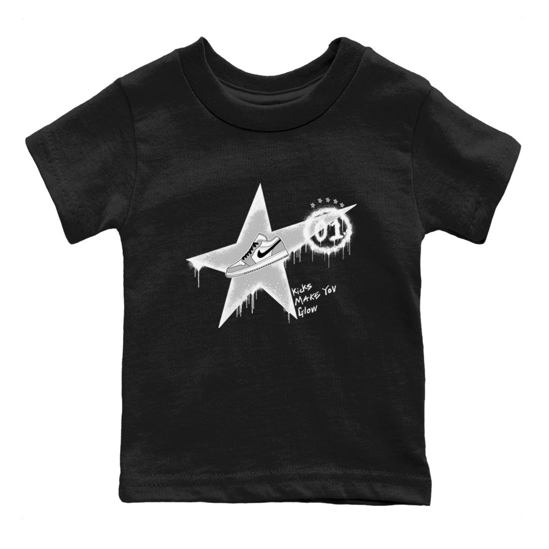 1s Wolf Grey shirts to match jordans Kicks Make You Glow sneaker match tees Air Jordan 1 Wolf Grey SNRT Sneaker Tees streetwear brand Baby and Youth Black 2 cotton tee