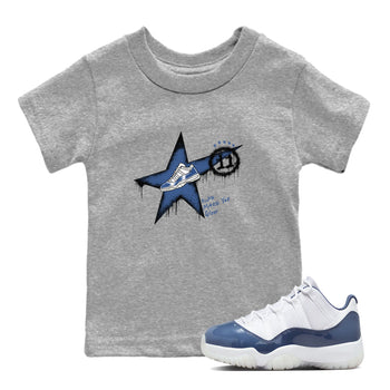 11s Diffused Blue shirts to match jordans Kicks Make You Glow sneaker match tees Air Jordan 11 Diffused Blue SNRT Sneaker Tees streetwear brand Baby and Youth Heather Grey 1 cotton tee