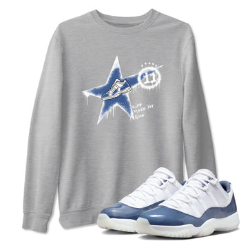 11s Diffused Blue shirts to match jordans Kicks Make You Glow sneaker match tees Air Jordan 11 Diffused Blue SNRT Sneaker Tees streetwear brand Heather Grey 1 unisex cotton tee