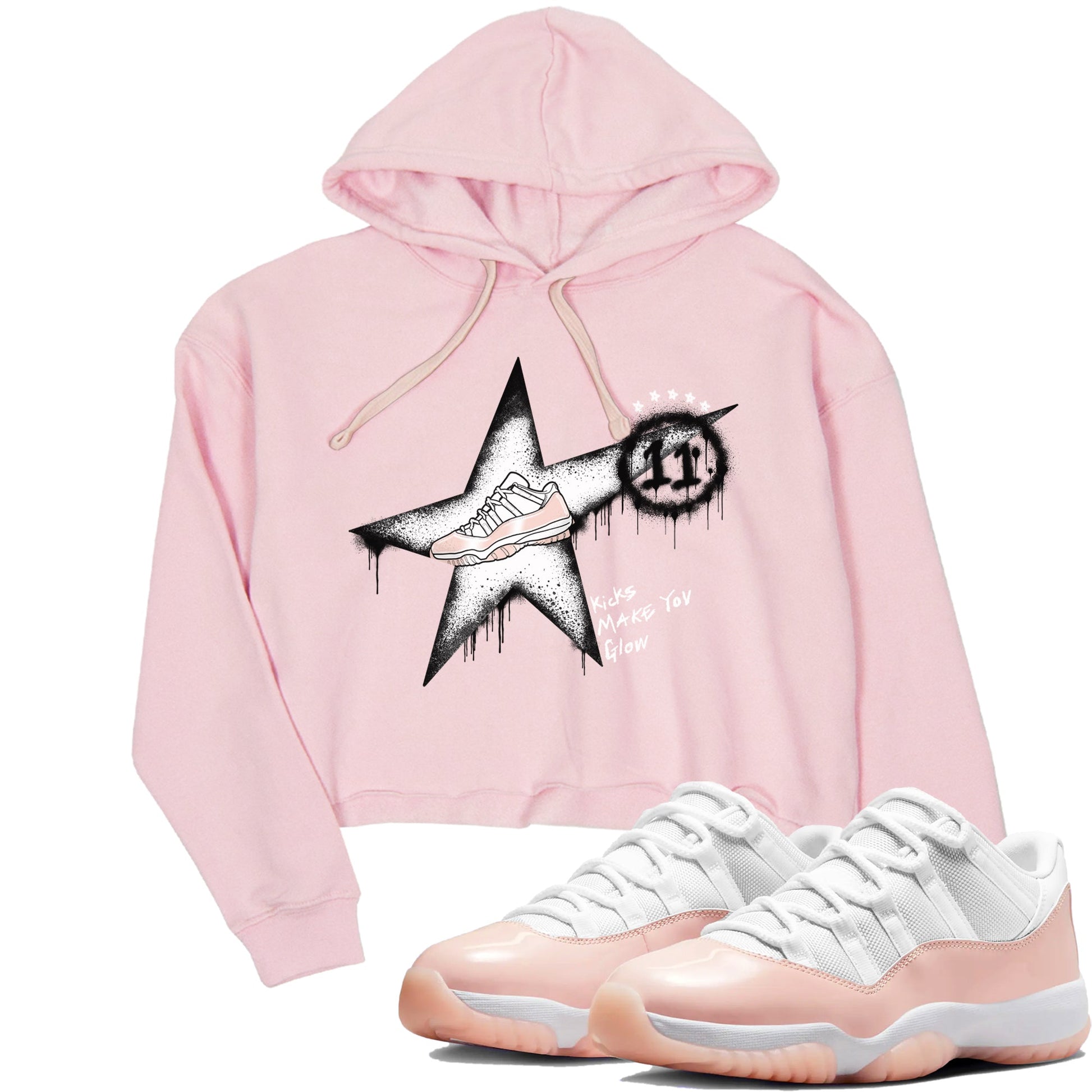 11s Legend Pink shirt to match jordans Kicks Make You Glow sneaker tees Air Jordan 11 Legend Pink SNRT Sneaker Release Tees Pink 1 crop length shirt