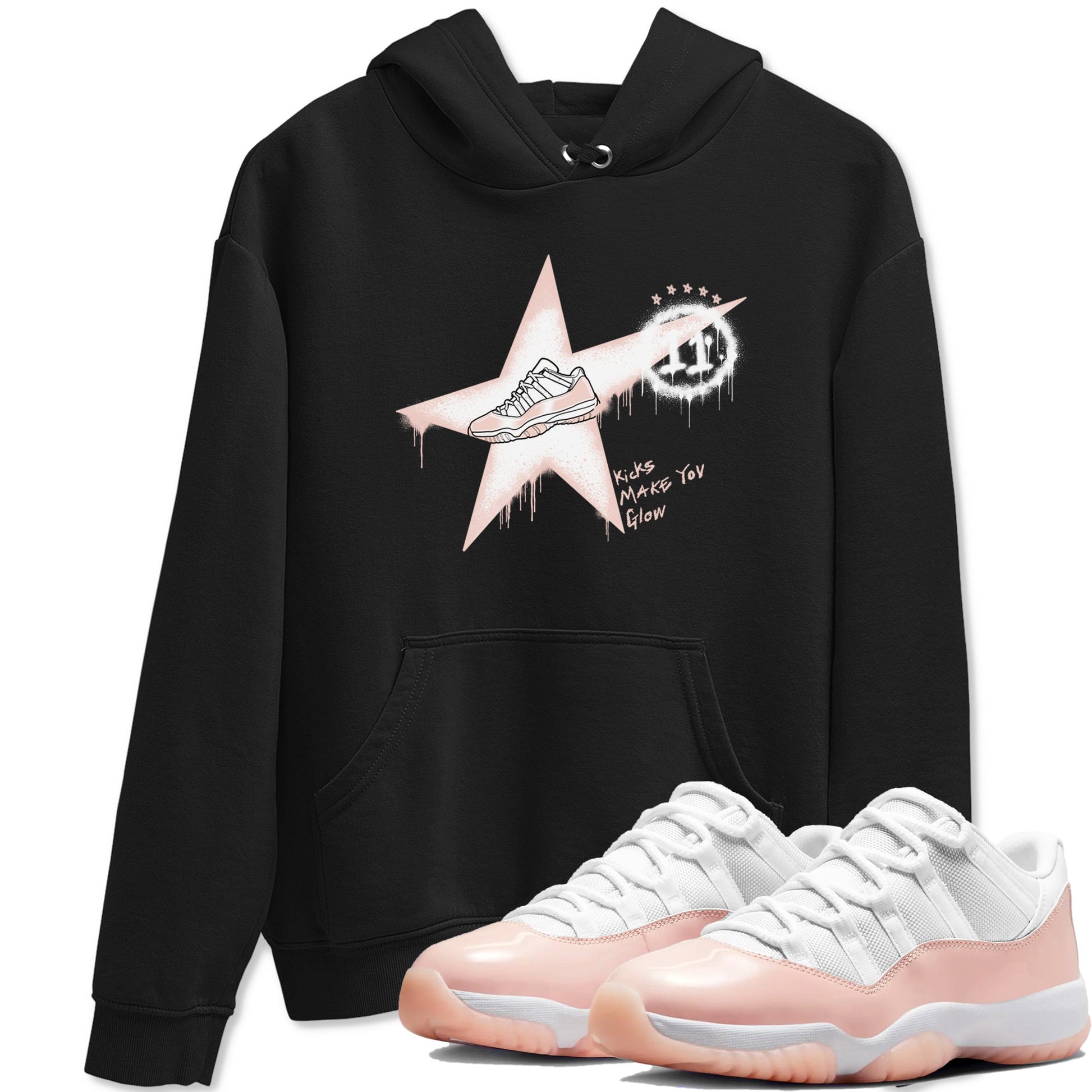11s Legend Pink shirt to match jordans Kicks Make You Glow sneaker tees Air Jordan 11 Legend Pink SNRT Sneaker Release Tees unisex cotton Black 1 crew neck shirt