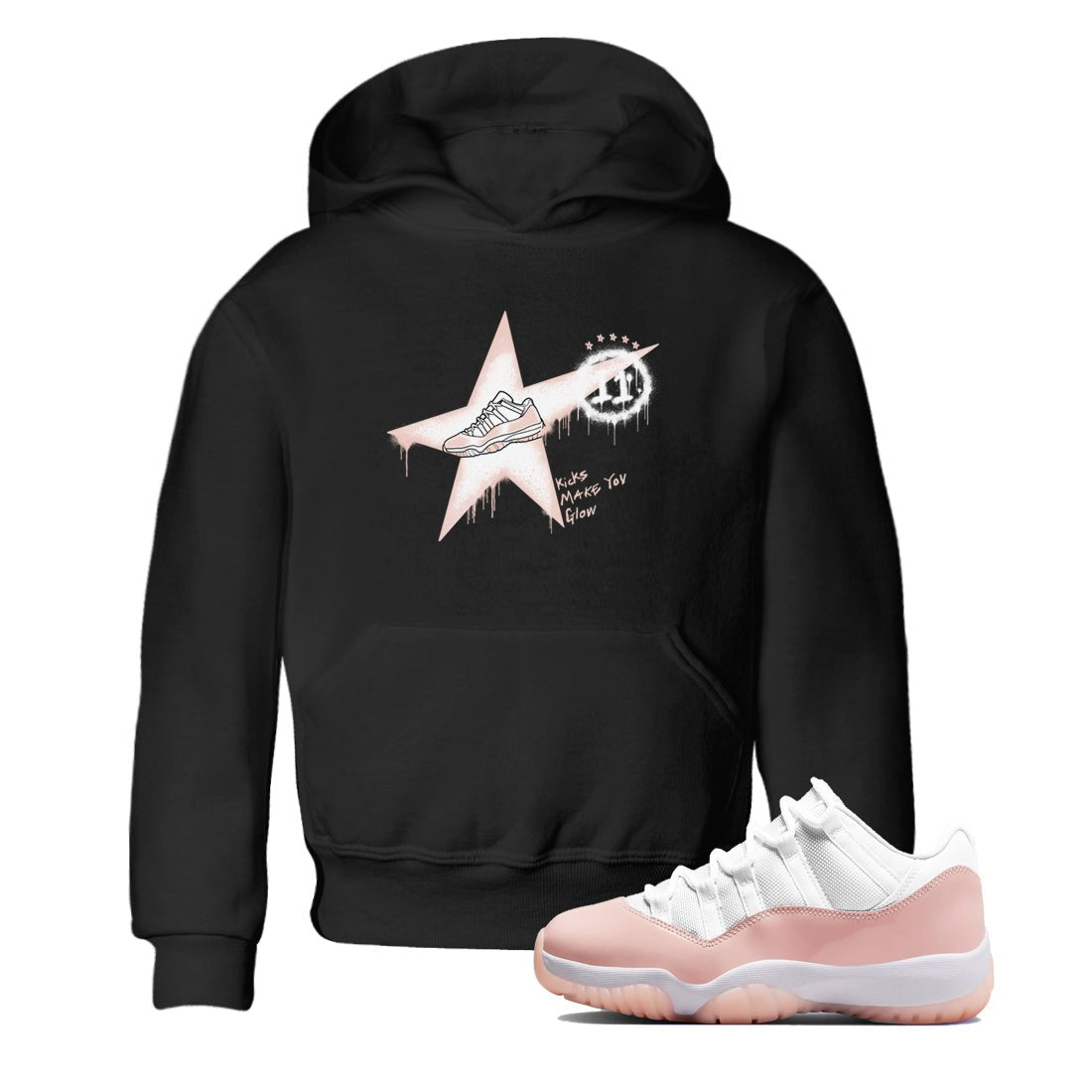 11s Legend Pink shirt to match jordans Kicks Make You Glow sneaker tees Air Jordan 11 Legend Pink SNRT sneaker release tees baby toddler Black 1 cotton Shirt