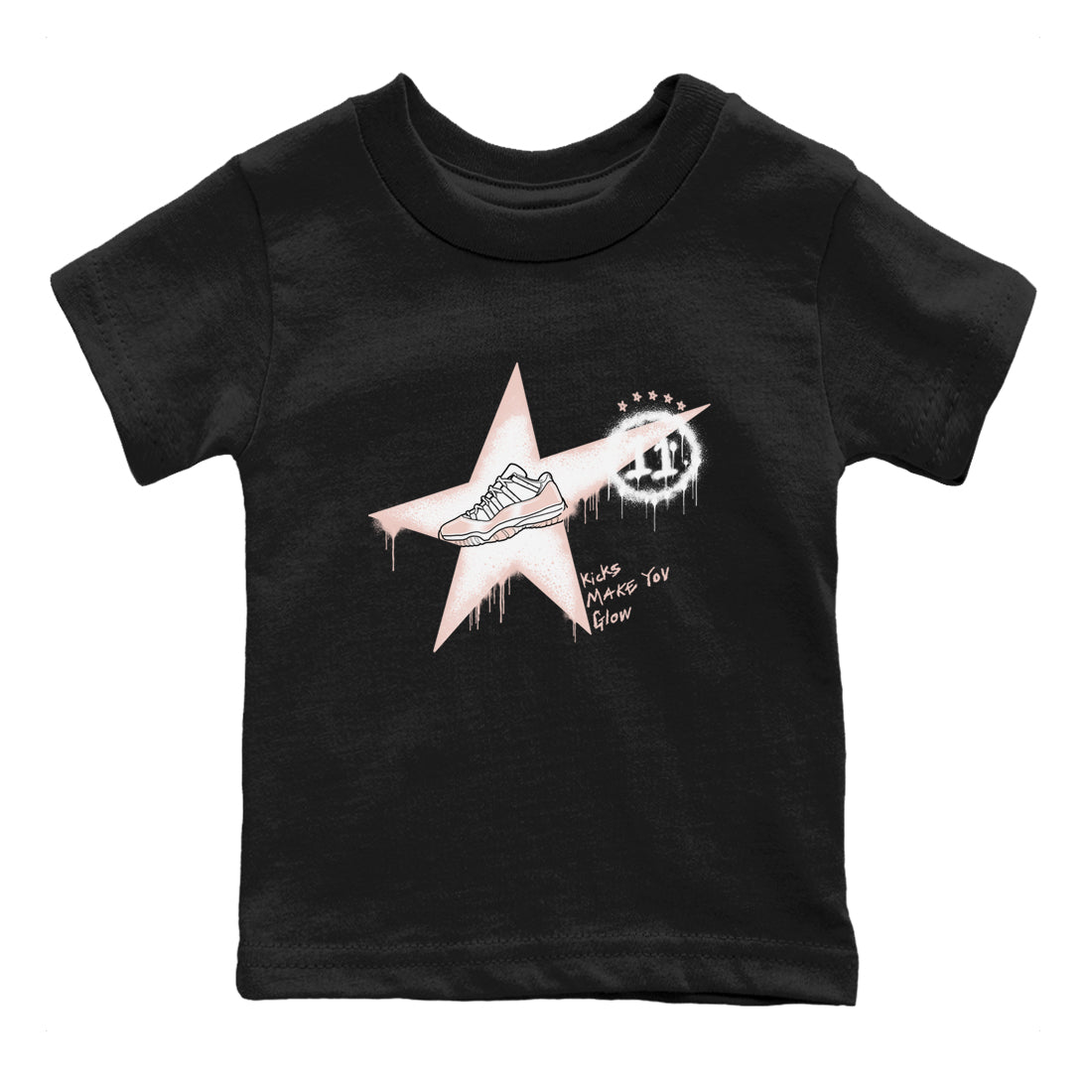 11s Legend Pink shirt to match jordans Kicks Make You Glow sneaker tees Air Jordan 11 Legend Pink SNRT sneaker release tees baby toddler Black 2 cotton Shirt
