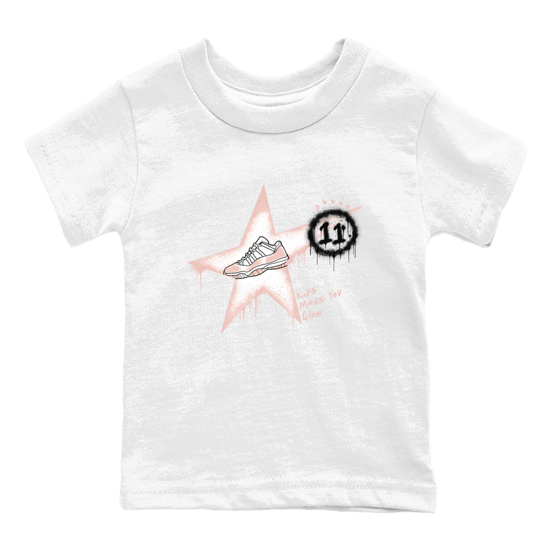 11s Legend Pink shirt to match jordans Kicks Make You Glow sneaker tees Air Jordan 11 Legend Pink SNRT sneaker release tees baby toddler White 2 cotton Shirt