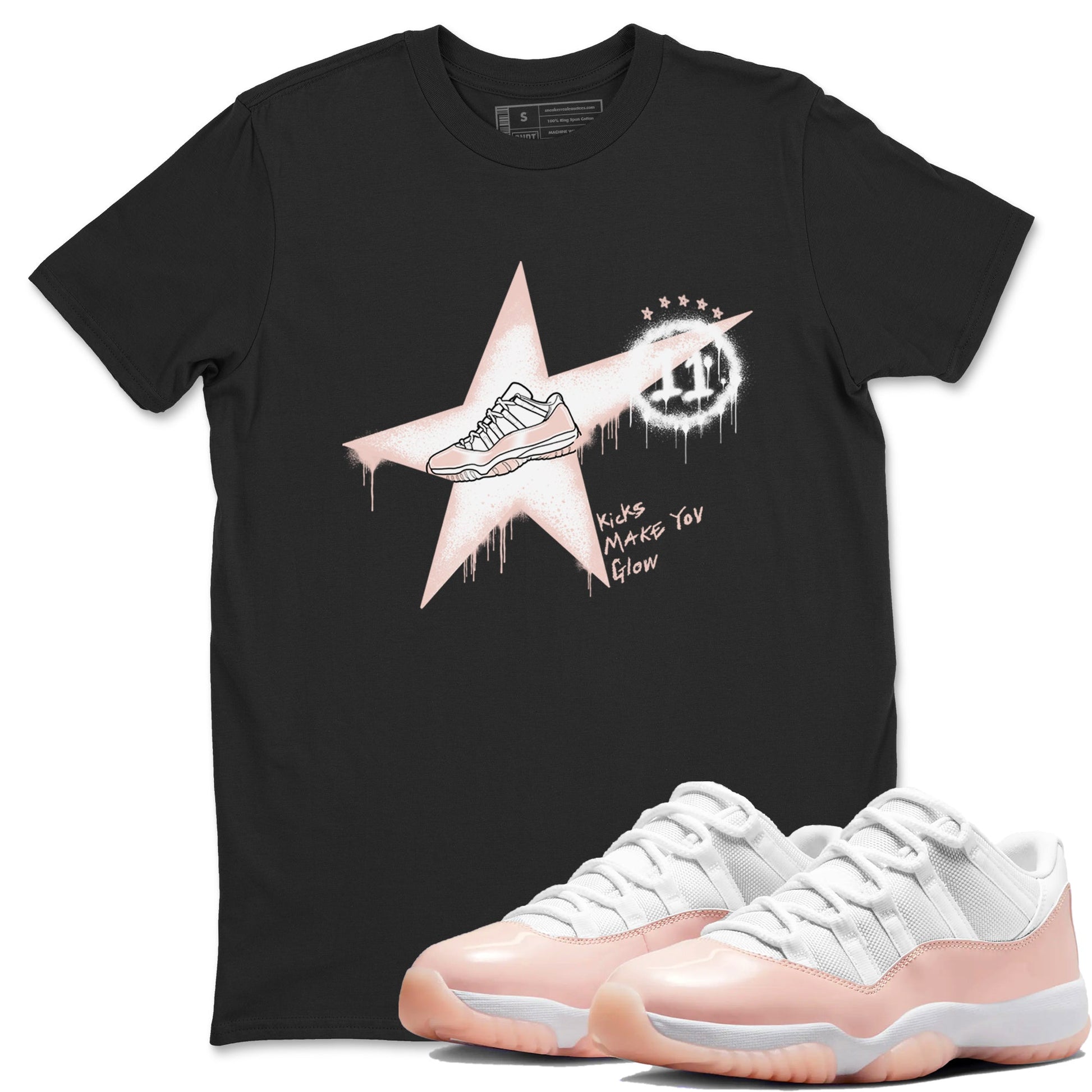 11s Legend Pink shirt to match jordans Kicks Make You Glow sneaker tees Air Jordan 11 Legend Pink SNRT Sneaker Release Tees unisex cotton Black 1 crew neck shirt