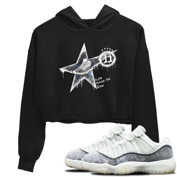 11s Year Of The Snake shirts to match jordans  Kicks Make You Glow shirts to match jordans Air Jordan 11 Retro Low Year Of The Snake match shoes to clothes SNRT Sneaker Tees unisex cotton Black 1 crop tee
