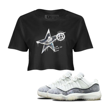 11s Year Of The Snake shirts to match jordans  Kicks Make You Glow shirts to match jordans Air Jordan 11 Retro Low Year Of The Snake match shoes to clothes SNRT Sneaker Tees unisex cotton Black 1 crop tee
