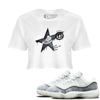 11s Year Of The Snake shirts to match jordans  Kicks Make You Glow shirts to match jordans Air Jordan 11 Retro Low Year Of The Snake match shoes to clothes SNRT Sneaker Tees unisex cotton White 1 crop tee
