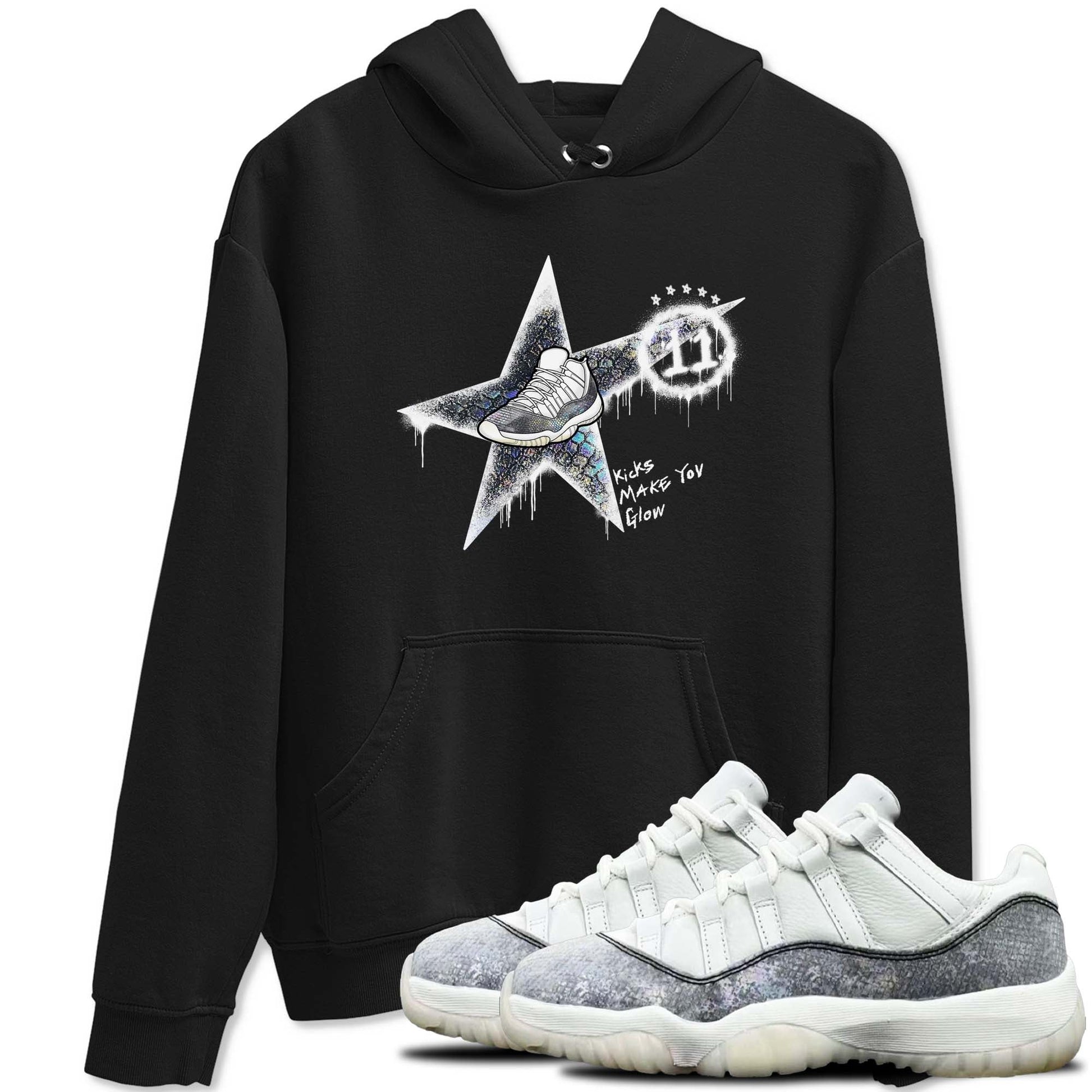 11s Year Of The Snake shirts to match jordans  Kicks Make You Glow shirts to match jordans Air Jordan 11 Retro Low Year Of The Snake match shoes to clothes SNRT Sneaker Tees unisex cotton Black 1 shirts