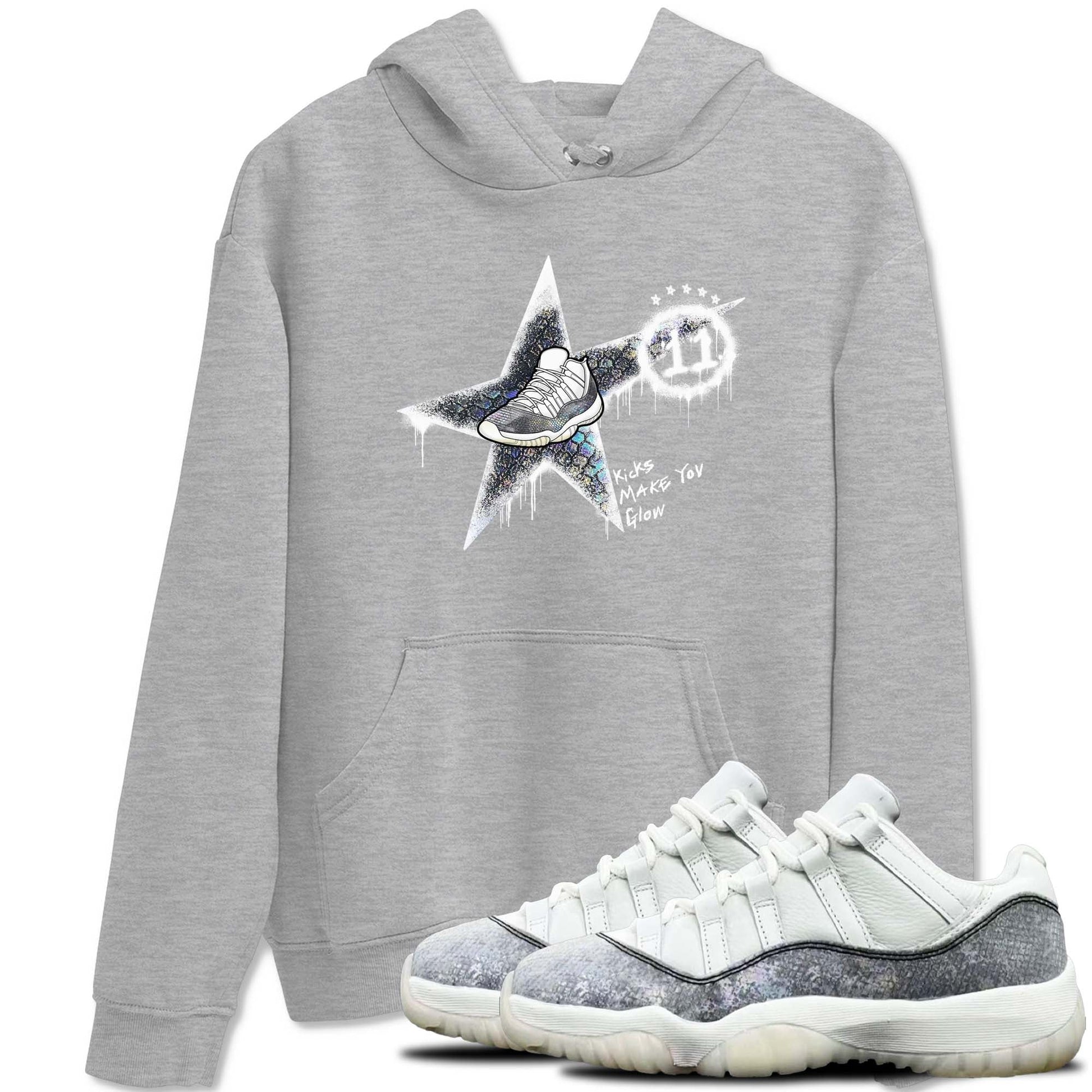 11s Year Of The Snake shirts to match jordans  Kicks Make You Glow shirts to match jordans Air Jordan 11 Retro Low Year Of The Snake match shoes to clothes SNRT Sneaker Tees unisex cotton Heather Grey 1 shirts