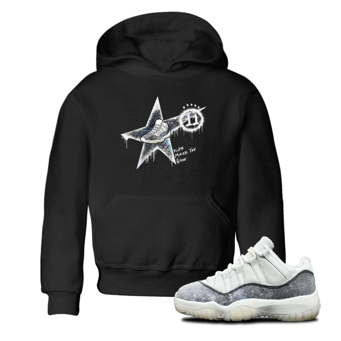 11s Year Of The Snake shirts to match jordans  Kicks Make You Glow shirts to match jordans Air Jordan 11 Retro Low Year Of The Snake match shoes to clothes SNRT Sneaker Tees Youth Baby Black 1 tee