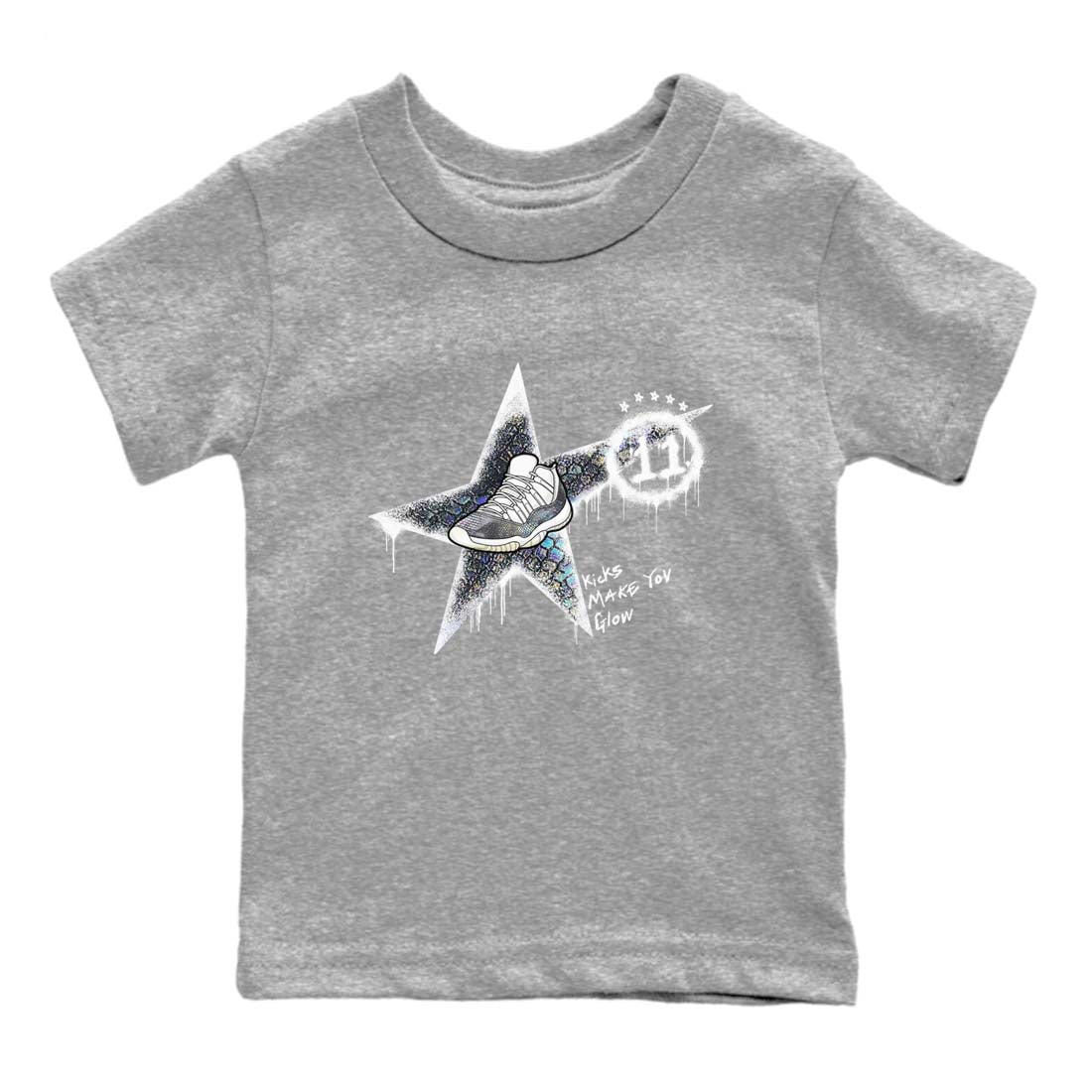 11s Year Of The Snake shirts to match jordans  Kicks Make You Glow shirts to match jordans Air Jordan 11 Retro Low Year Of The Snake match shoes to clothes SNRT Sneaker Tees Youth Baby Heather Grey 2 tee