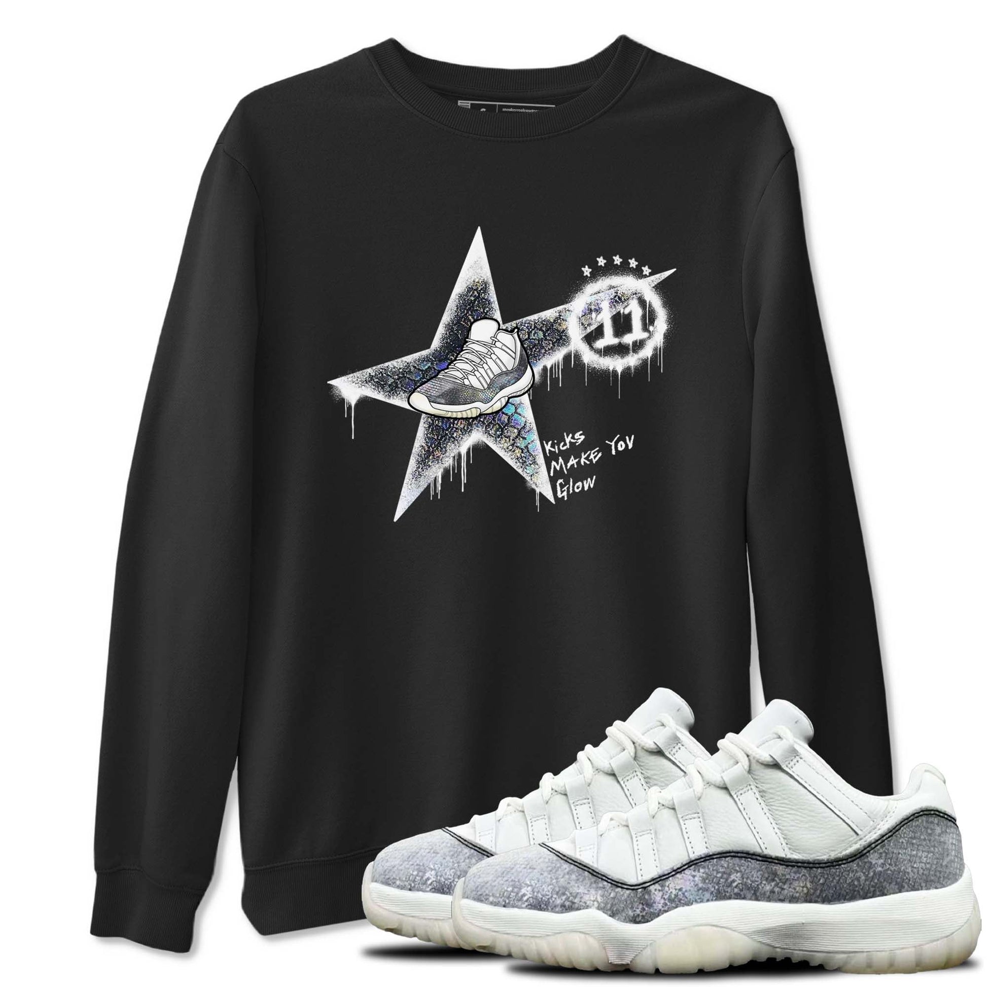 11s Year Of The Snake shirts to match jordans  Kicks Make You Glow shirts to match jordans Air Jordan 11 Retro Low Year Of The Snake match shoes to clothes SNRT Sneaker Tees unisex cotton Black 1 shirts