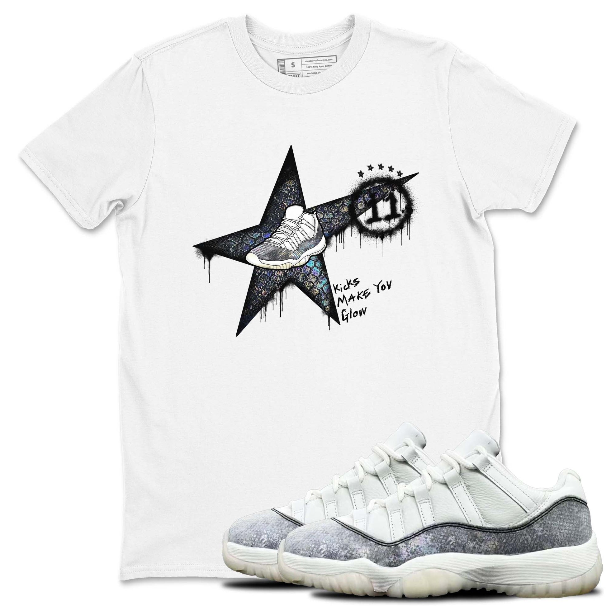 11s Year Of The Snake shirts to match jordans  Kicks Make You Glow shirts to match jordans Air Jordan 11 Retro Low Year Of The Snake match shoes to clothes SNRT Sneaker Tees unisex cotton White 1 shirts