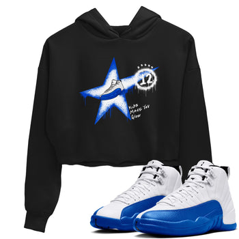 12s Blueberry shirts to match jordans Kicks Make You Glow best t shirts to wear with jordans AJ12 White & Game Royal match shoes to clothes SNRT Sneaker Tees unisex cotton Black 1 crop tee