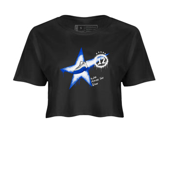 12s Blueberry shirts to match jordans Kicks Make You Glow best t shirts to wear with jordans AJ12 White & Game Royal match shoes to clothes SNRT Sneaker Tees unisex cotton Black 2 crop tee